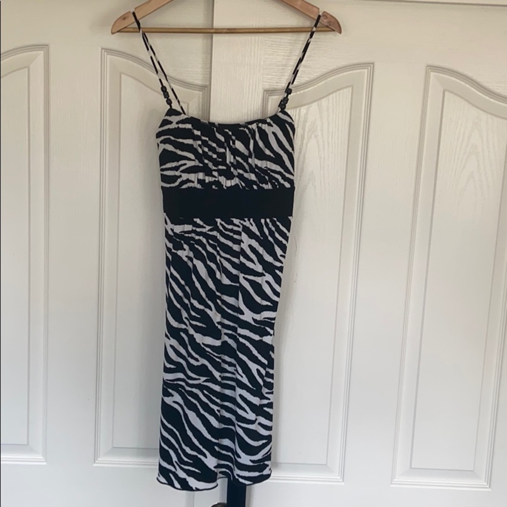 Zebra print dress w/ tie
